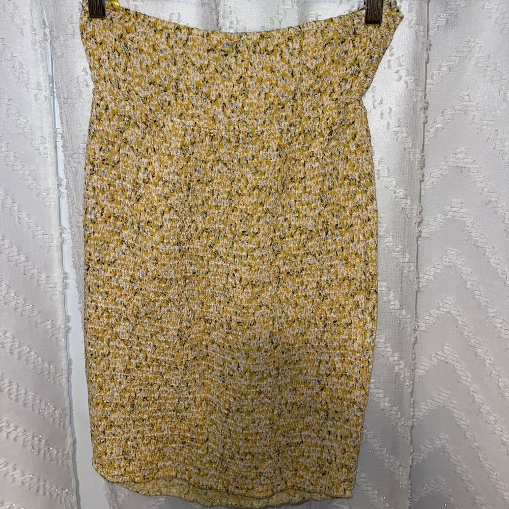 Floral Yellow Smocked tube dress